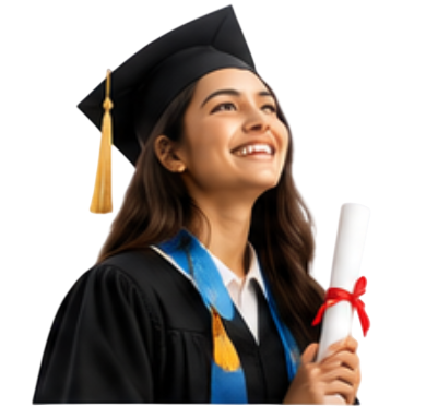 Happy graduate student